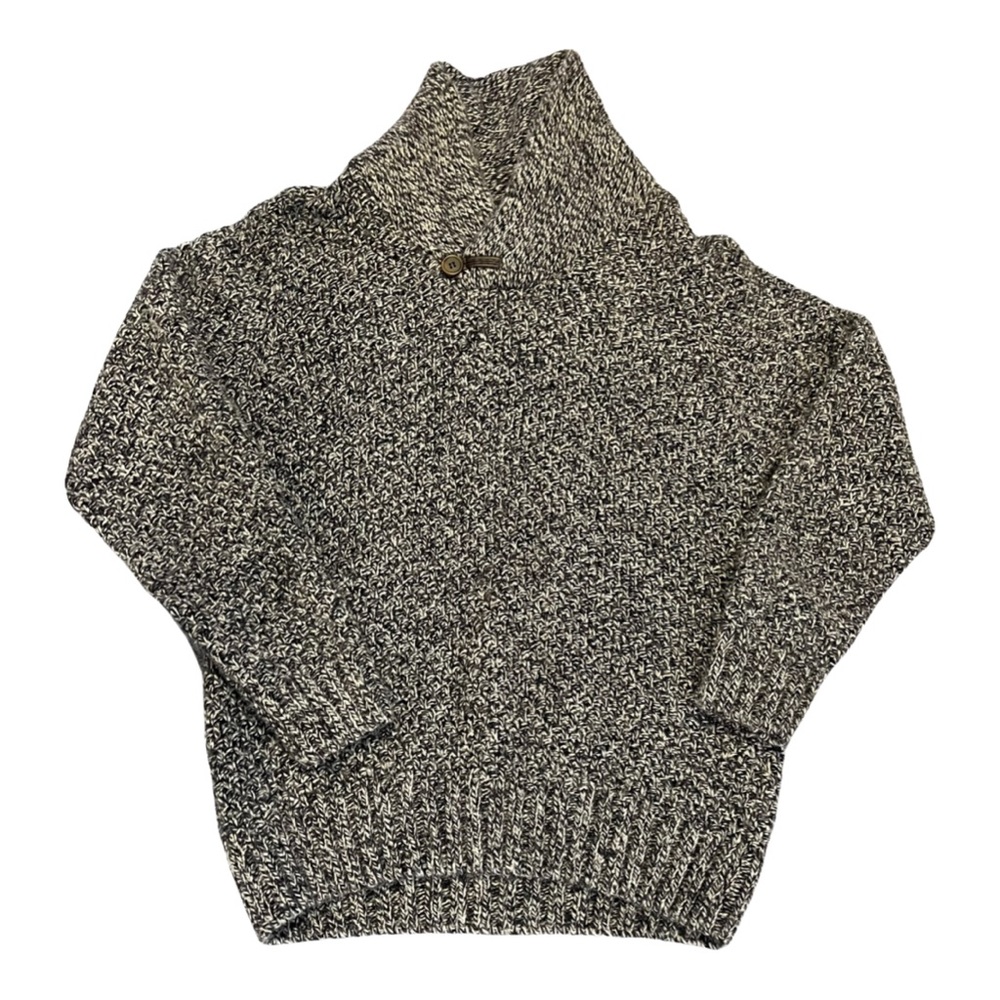 L’uomo Mens Sweater Wool Blend Made in Italy Button Black White- Size Medium